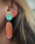 Red and Aqua Enamel Earrings