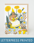 Dandelion Baby & Gnome Letterpress Greeting Card by Phoebe Wahl