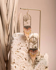 Beaded Handwoven Sedona Sunset Fringe Earrings (Beige/Brown)