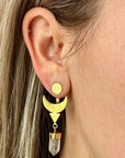 Crescent Design Ear Jacket with Natural Crystal