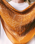 100% Silk Bandana Scarf - Tropical Palms Amber Western Style