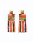 Mayana Designs Co - Beaded Handwoven Striped Knit Fringe Earrings (Warmed Earth)