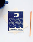 Comes In Waves Sympathy Card - Navy