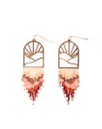 Beaded Handwoven Sedona Sunset Fringe Earrings (Blue/Green)