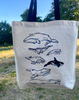 Illustrated Whale Tote Bag