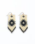 Beaded Handwoven Tribal Fringe Earrings (Aqua/Black)
