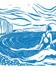 Seas the Day print, swimmer, woman, sea, waves, seaside