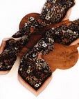 100% Silk Bandana Scarf -Midnight Garden Floral Western Wear