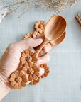 Hand Carved One Flower-Shape Handle Wooden Spoon