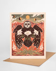 Moonflower Owl– Blank Greeting Card Nature Illustration