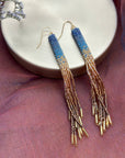 Beaded Handwoven Ombre Tassel Earrings (Violet)