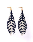 Beaded Handwoven Vine Fringe Earrings (Pink/Mustard)