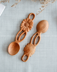 Hand Carved One Flower-Shape Handle Wooden Spoon