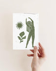 Prints by the Bay - Goddess Affirmation Block Print Postcards: Yoga Goddess / Tonal postcard / Sage Green