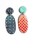 Red and Aqua Enamel Earrings