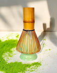 Bamboo Matcha Whisk and Porcelain Holder Set
