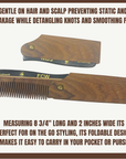G.B.S Handmade Folding Wooden Hair & Beard Comb