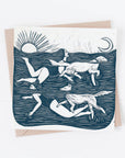 Paddlers card, dogs, dog swimming, sea swim, women & dogs