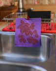 Screen Printed Purple Blackberries Sponge Cloth