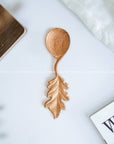 Hand Carved One Flower-Shape Handle Wooden Spoon