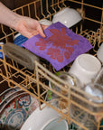 Screen Printed Purple Blackberries Sponge Cloth