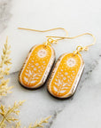 Vintage Yellow Sun Oblong Earrings