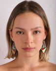 Beaded Handwoven Kaleidoscope Kite Earrings (Blue/Green)