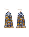 Beaded Handwoven Brocade Garden Earrings (Brown/Red)