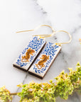 Lucky Tiger Japanese Rectangle Earrings