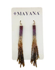 Beaded Handwoven Ombre Tassel Earrings (Violet)