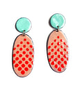 Red and Aqua Enamel Earrings