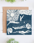 Come Rain or Shine card, swim, swim friends, cold water, Sean’s