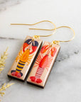 Retro Lobster Rectangle Earrings