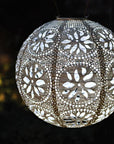 Stella Boho 12" Globe Solar Lantern - Pearl