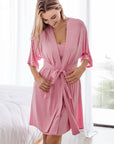 NINA ELBOW SLEEVE BELTED BAMBOO ROBE