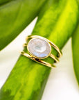 Brass Moonstone Triple Band Ring