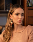 Beaded Handwoven Sedona Sunset Fringe Earrings (Blue/Green)