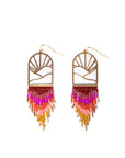 Beaded Handwoven Sedona Sunset Fringe Earrings (Blue/Green)
