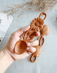 Hand Carved One Flower-Shape Handle Wooden Spoon