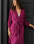 NINA ELBOW SLEEVE BELTED BAMBOO ROBE