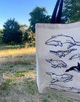 Illustrated Whale Tote Bag