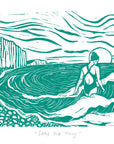 Seas the Day print, swimmer, woman, sea, waves, seaside