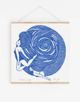 Siren's Song riso print, mermaid, folklore, swimming, wild