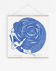 Siren's Song riso print, mermaid, folklore, swimming, wild