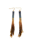 Beaded Handwoven Ombre Tassel Earrings (Indigo)