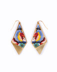 Beaded Handwoven Kaleidoscope Kite Earrings (Blue/Green)
