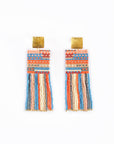 Mayana Designs Co - Beaded Handwoven Striped Knit Fringe Earrings (Warmed Earth)