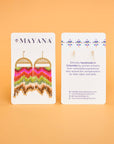 Beaded Handwoven Sedona Sunset Fringe Earrings (Blue/Green)