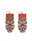 Beaded Handwoven Damask Fringe Earrings (Olive)