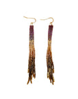 Beaded Handwoven Ombre Tassel Earrings (Violet)